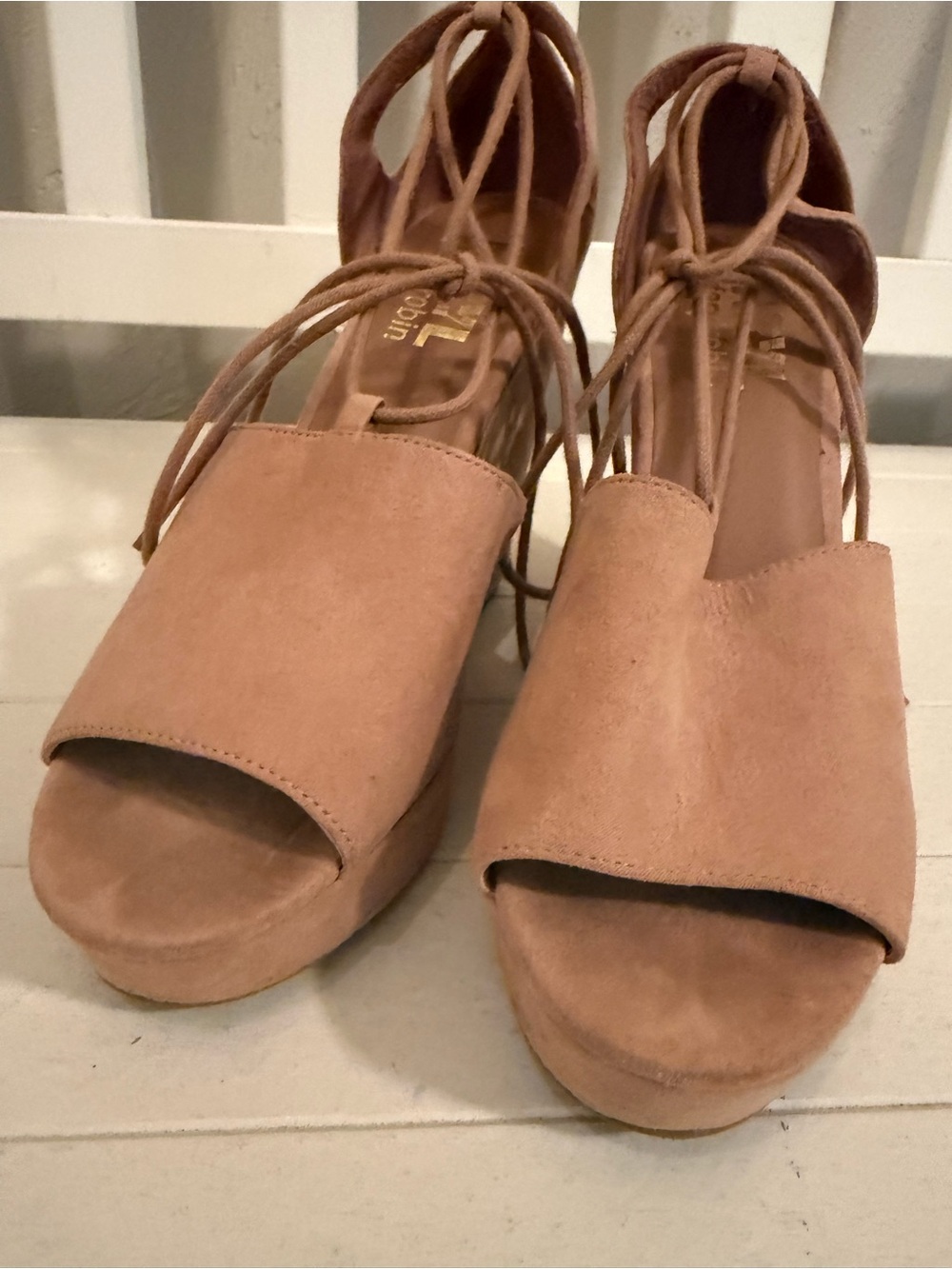 Beige Suede platform sandals